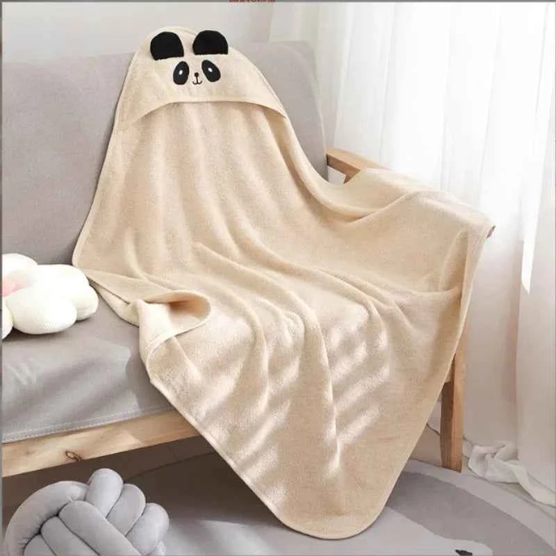 Cute Cartoon Baby Ins Cotton Bath Towel Children Hooded Towel Thickened Absorbent Baby Bathrobe Infant Soft Swaddle Blanket